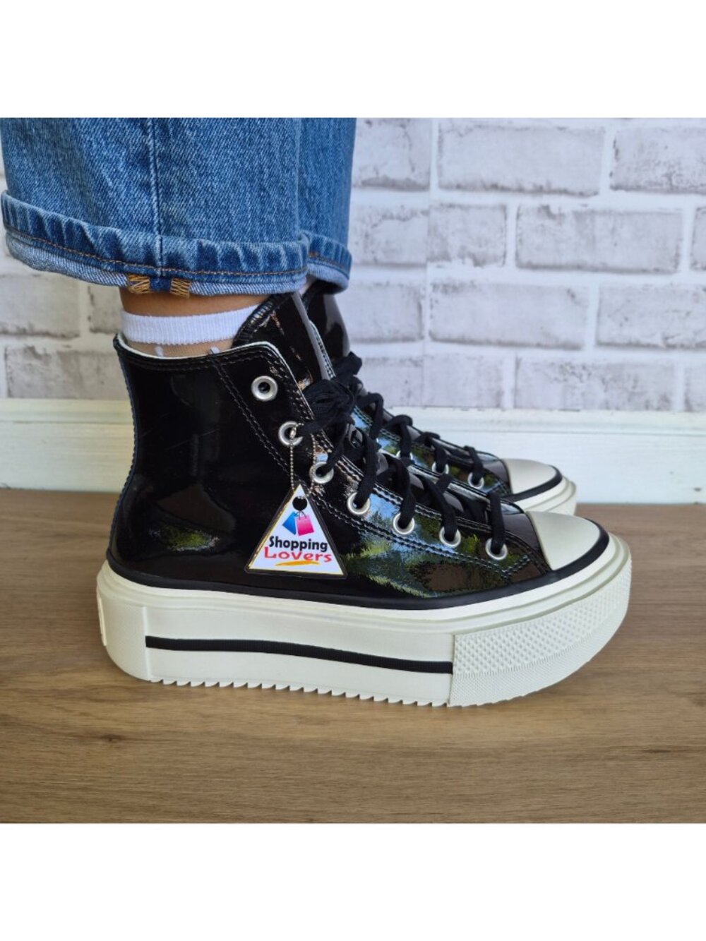 Converse Lift Double Stack Platform Sz 9.5 Women's shoes sneakers Black A12977C - Picture 3 of 12